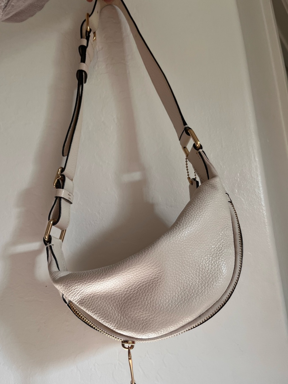 Coach Cream Pebbled Leather Crossbody Belt Bag with Gold Hardware - Picture 3 of 8